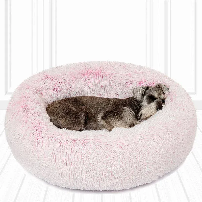 Friends Forever Coco Faux Fur Self Warming Indoor Round Donut Cuddler - Small - Pink