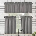 Martine Microfiber Semi-Sheer Rod Pocket Kitchen Curtain Valance and Tiers Set