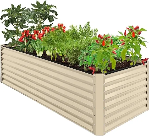 Best Choice Products 8x2x2ft Outdoor Metal Raised Garden Bed, Planter Box for Vegetables, Flowers, Herbs - Peacock Blue