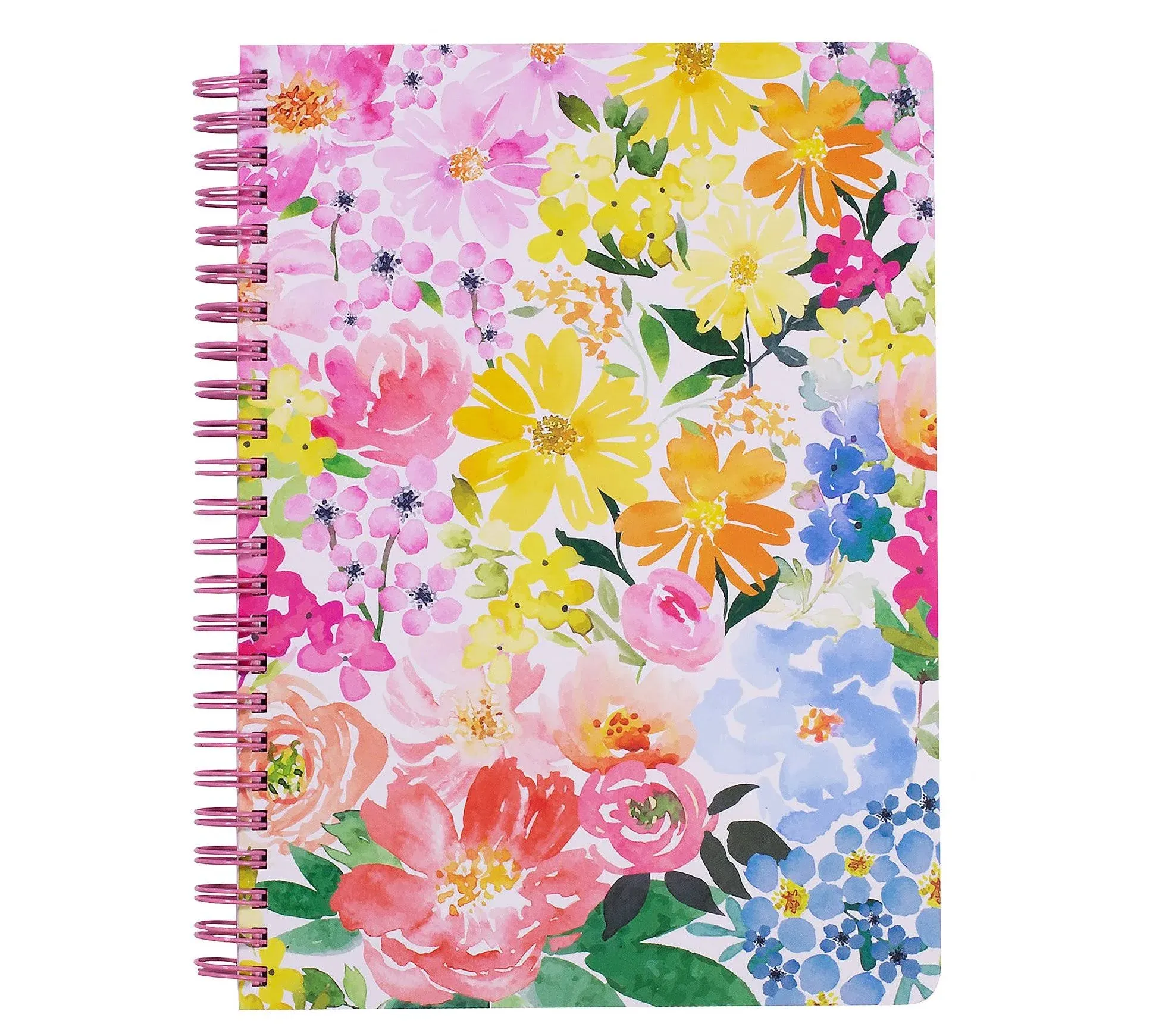 Steel Mill & Co Cute Mini Spiral Notebook, 8.25" x 6.25" Journal with Durable Hardcover and 160 Lined Pages, Rose Floral