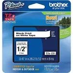 Brother TZE231 Black Print on White Laminated Tape for P-touch Label Maker