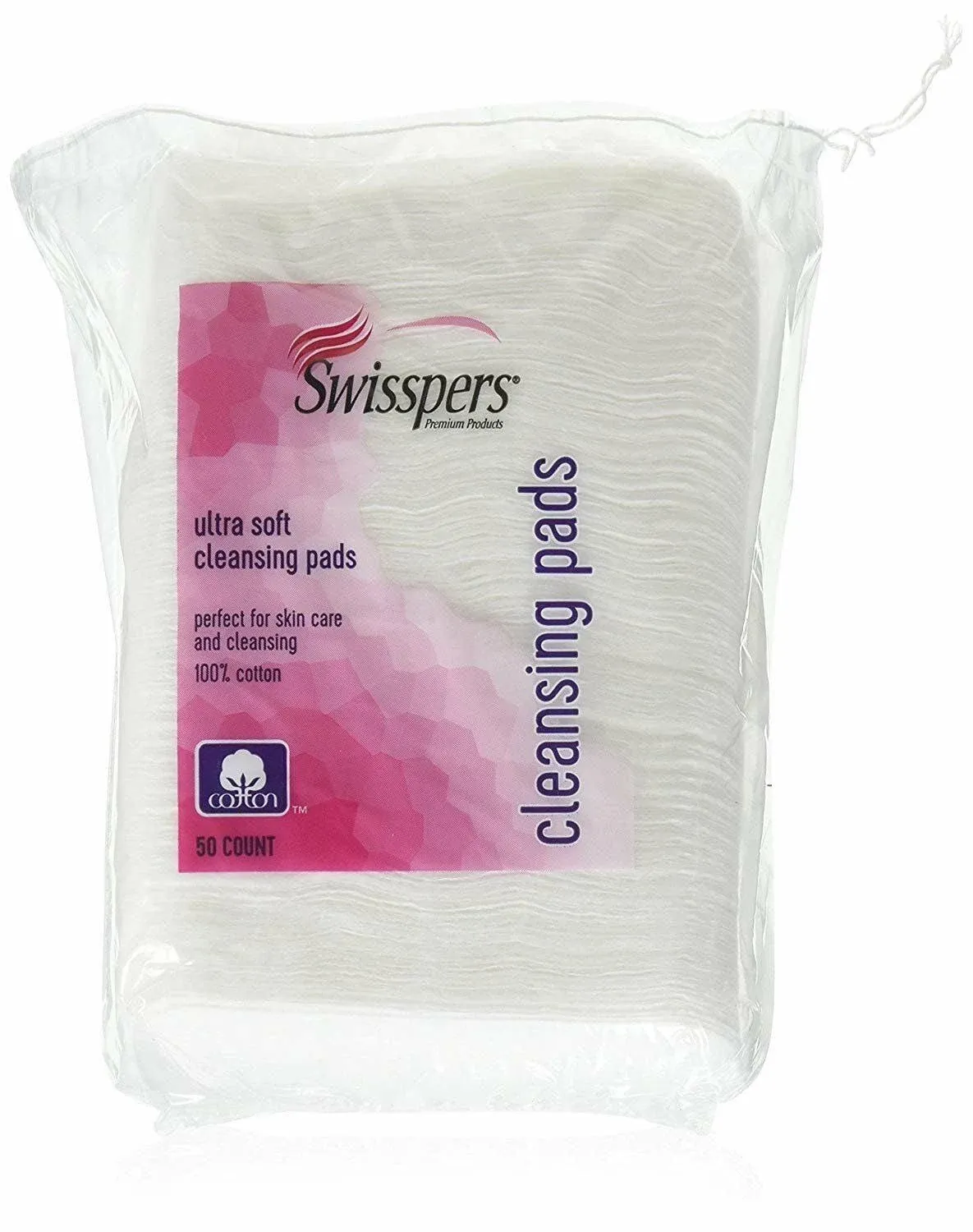 Swisspers Premium Ultra Soft Facial Cleansing Cotton Pads 50 ea (Pack of 2)