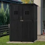 MCombo Wood Large Outdoor Storage Tool Shed (46.9 inch x 22.4 inch x 66 inch) 1911 (Black), Size: 46.9 x 22.4 x 66