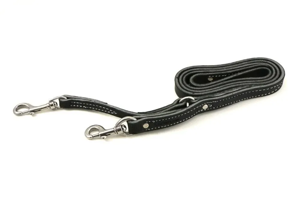 Leerburg's Black Latigo Leather Prong Collar Leash 4 Foot by 3/4 inch, Stainless Steel Hardware, Stainless Steel Rivets, Stainless Steel D-Ring, Pinch Collar Training Leash, Amish Made in WI