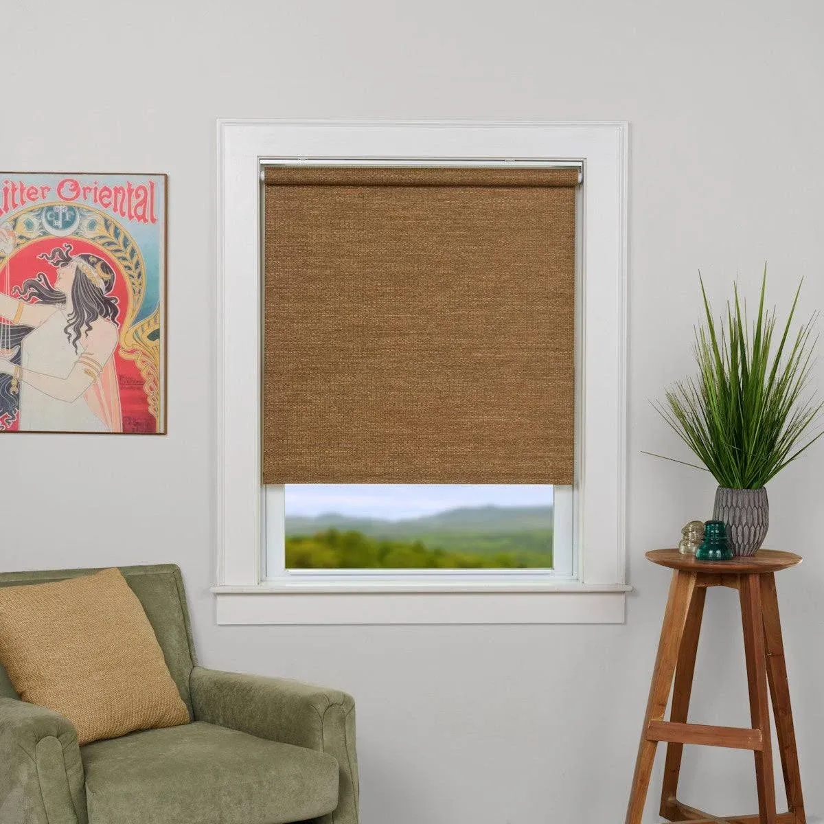 Deluxe Woven Cane Paper Roller Shade Cocoa, Cocoa, 31" W x 72" L