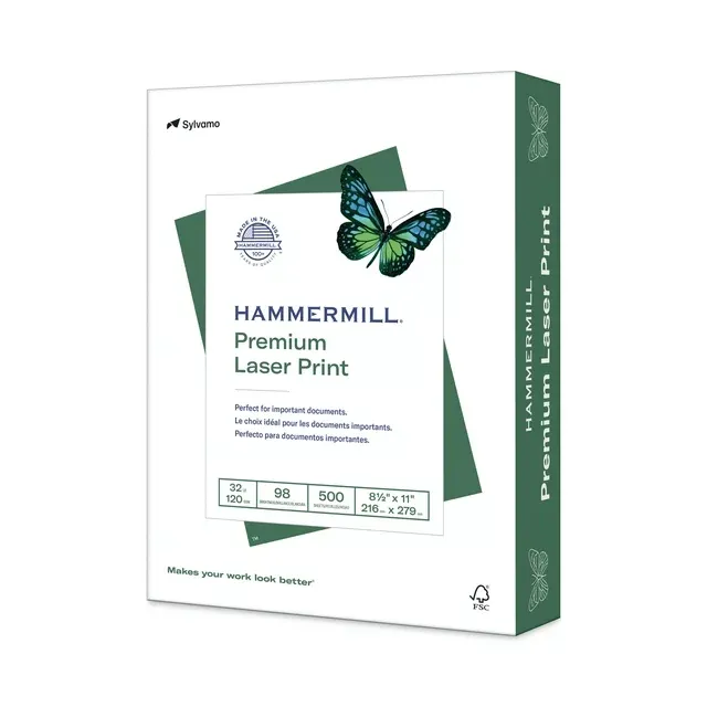 Hammermill Laser Print Office Paper, 98 Brightness, 8.5" x 11", White - 500 sheets