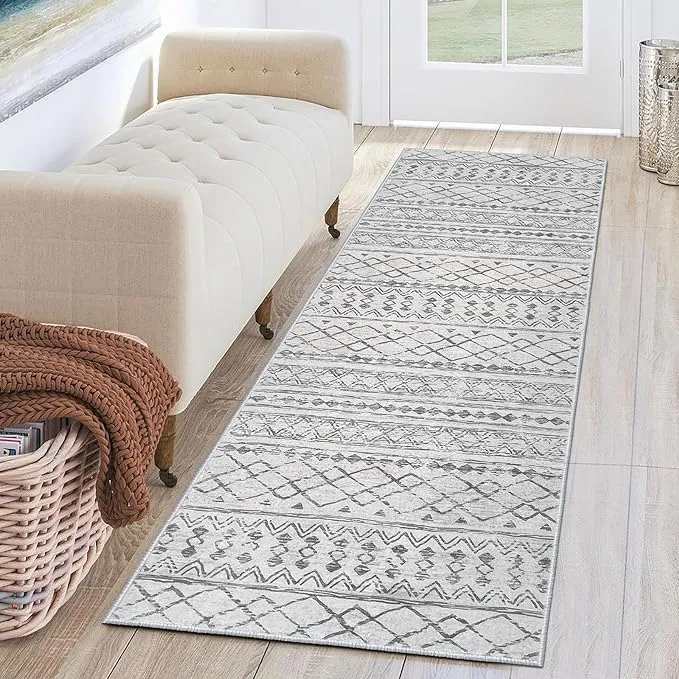  Moroccan Rugs for Entryway, 2x3 Entryway Rug Non-Slip 2&#039;x3&#039;（24&#034;x36&#034;） Grey