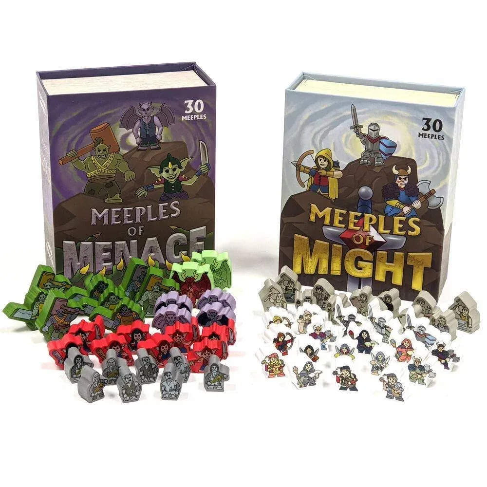 Stratagem Meeples of Might Menace 60 Pack of 16mm Minis Wooden Fantasy Meeple Miniatures Tabletop Role Playing RPG complet