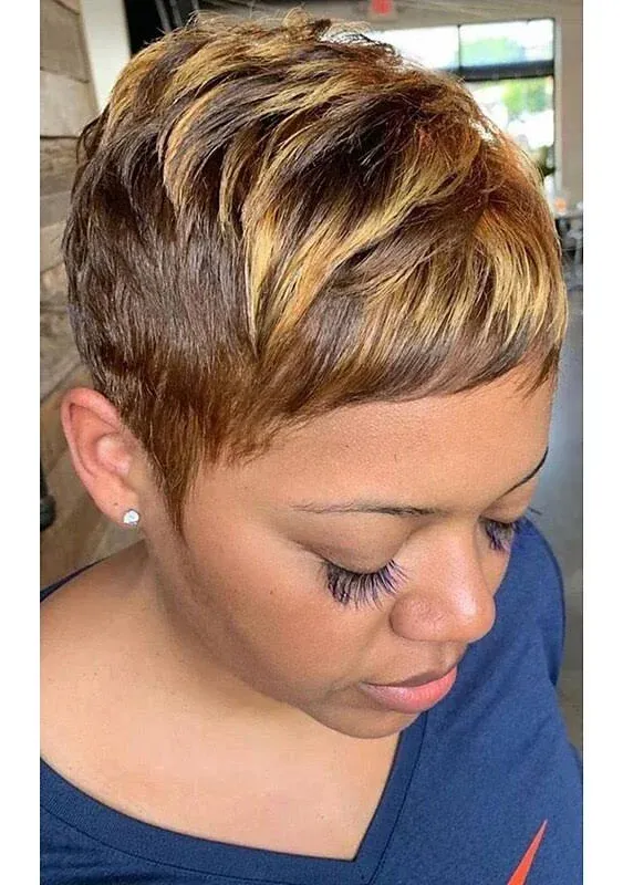 Short Pixie Cuts Hair Wigs African American Short Wig Female Hairstyles (9627zong)