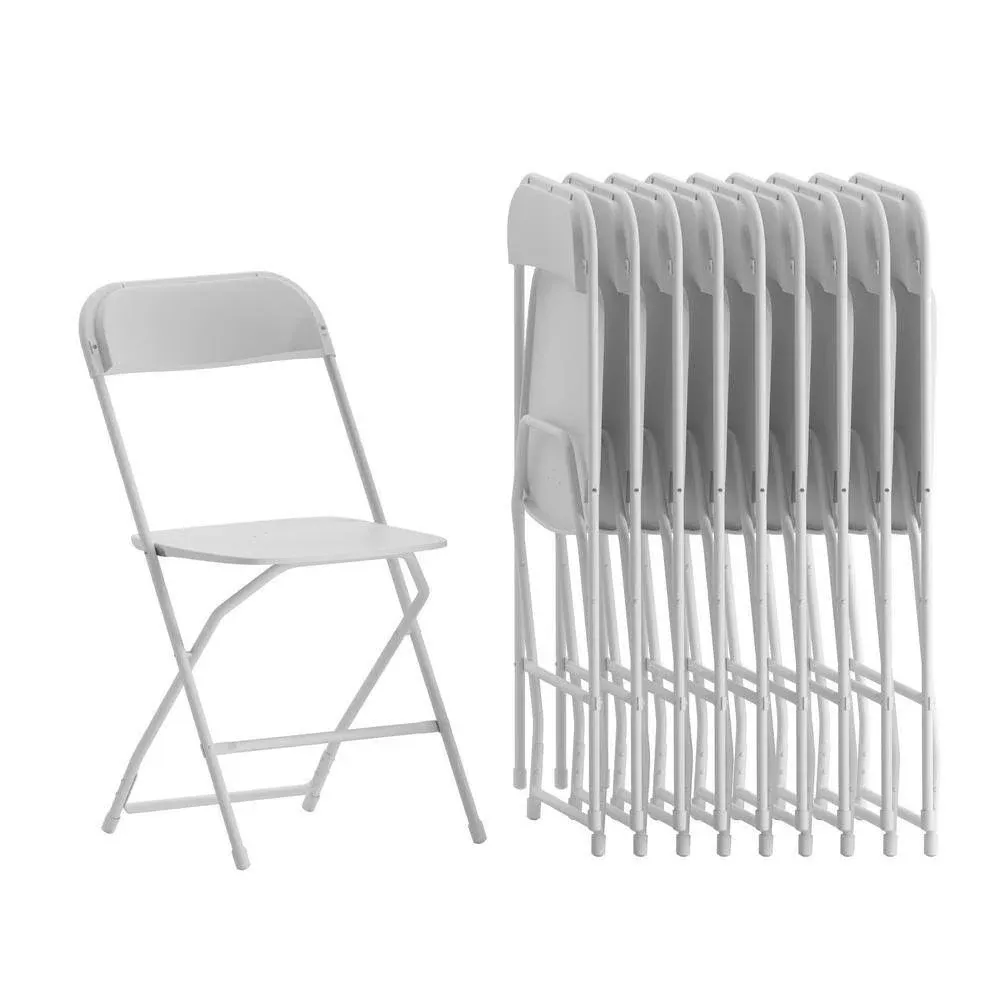 Carnegy Avenue White Metal Folding Chair (Set of 10)