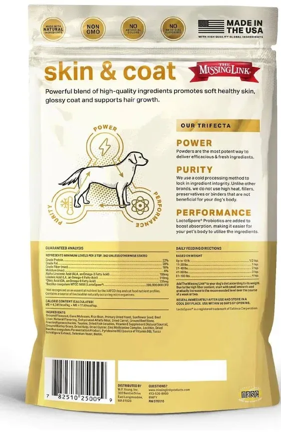 The Missing Link Original Superfood Dog Supplement - Skin & Coat, 8oz