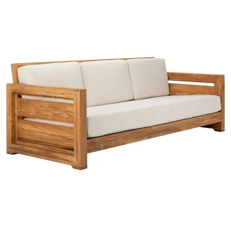 Safavieh Guadeloupe Outdoor Teak 3-Seat Sofa