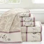 Madison Park Embroidered Cotton Jacquard 6 Piece Towel Set - Purple