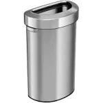 iTouchless Stainless Steel Trash Can and Recycle Bin, Slim and Space-Saving Design for Home, Office, Kitchen, Restaurant, Restroom, Large Capacity, 23 Gallon / 87 Liter, Open Top, Semi Round 23 Gal