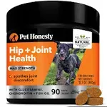 Pet Honesty Hip & Joint Health Max Strength - Natural Joint Supplement for Dogs Chews - Glucosamine, Omega-3s, Chondroitin, Green Lipped Mussel - Help Improve Mobility, May Reduce Discomfort (90 ct)