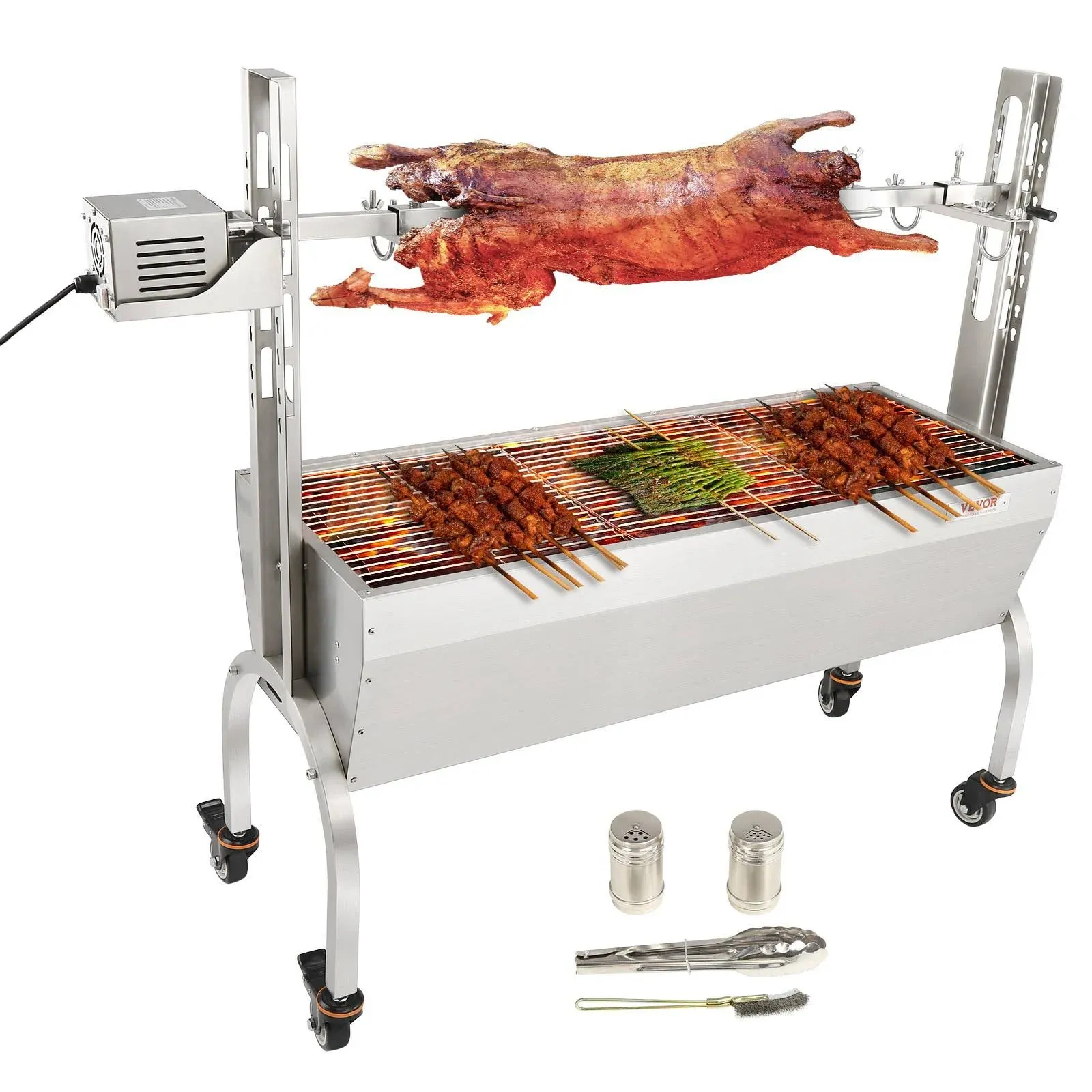 Roaster Spit Rotisserie BBQ Grill Whole Pig Lamb Chicken Roaster 50W 90LBS