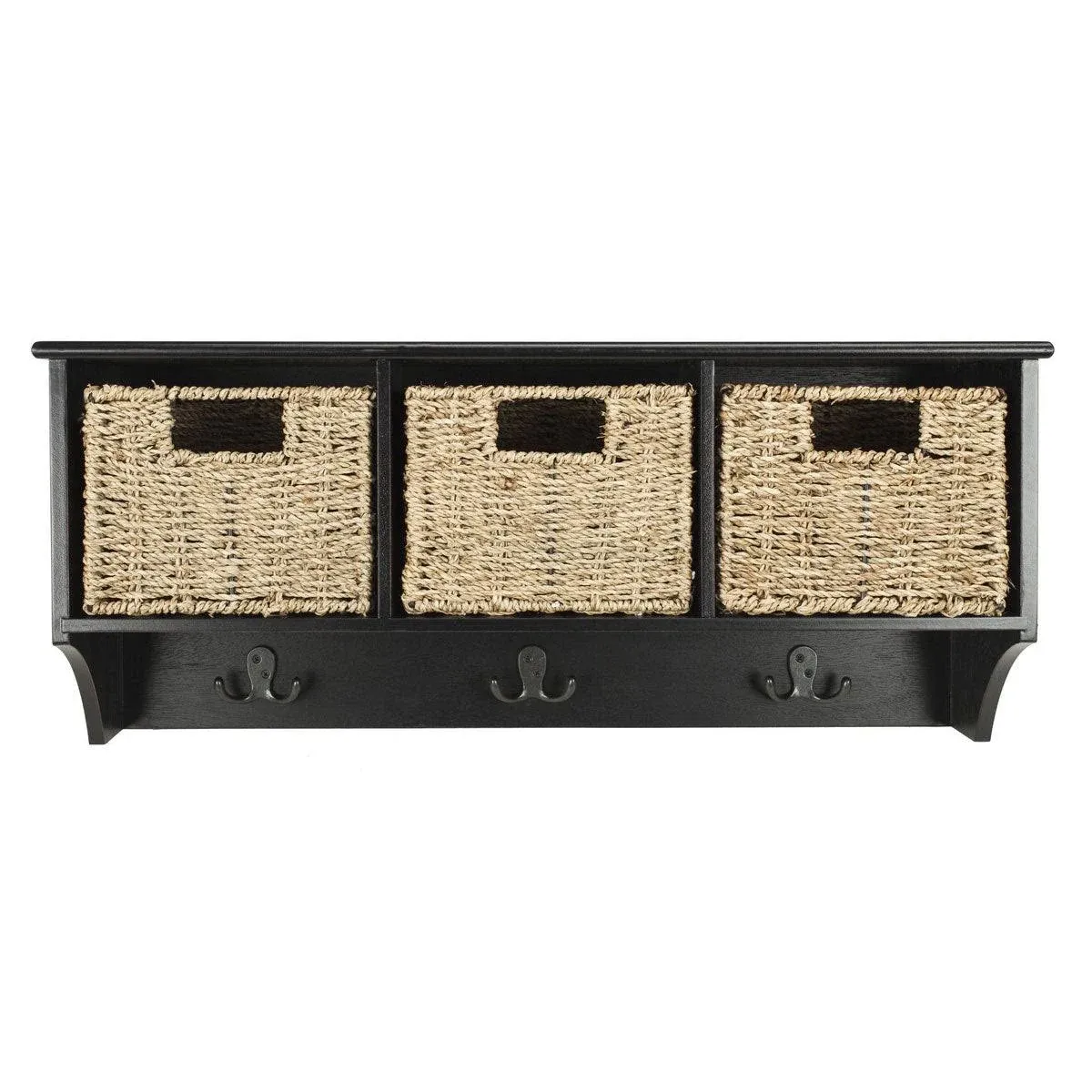 SAFAVIEH Finley Hanging 3 Basket Wall Rack | Black |