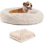 4976 Best Friends By Sheri Donut Lux 36&#034; Lux Oyster Color Dog Bed With Blanket