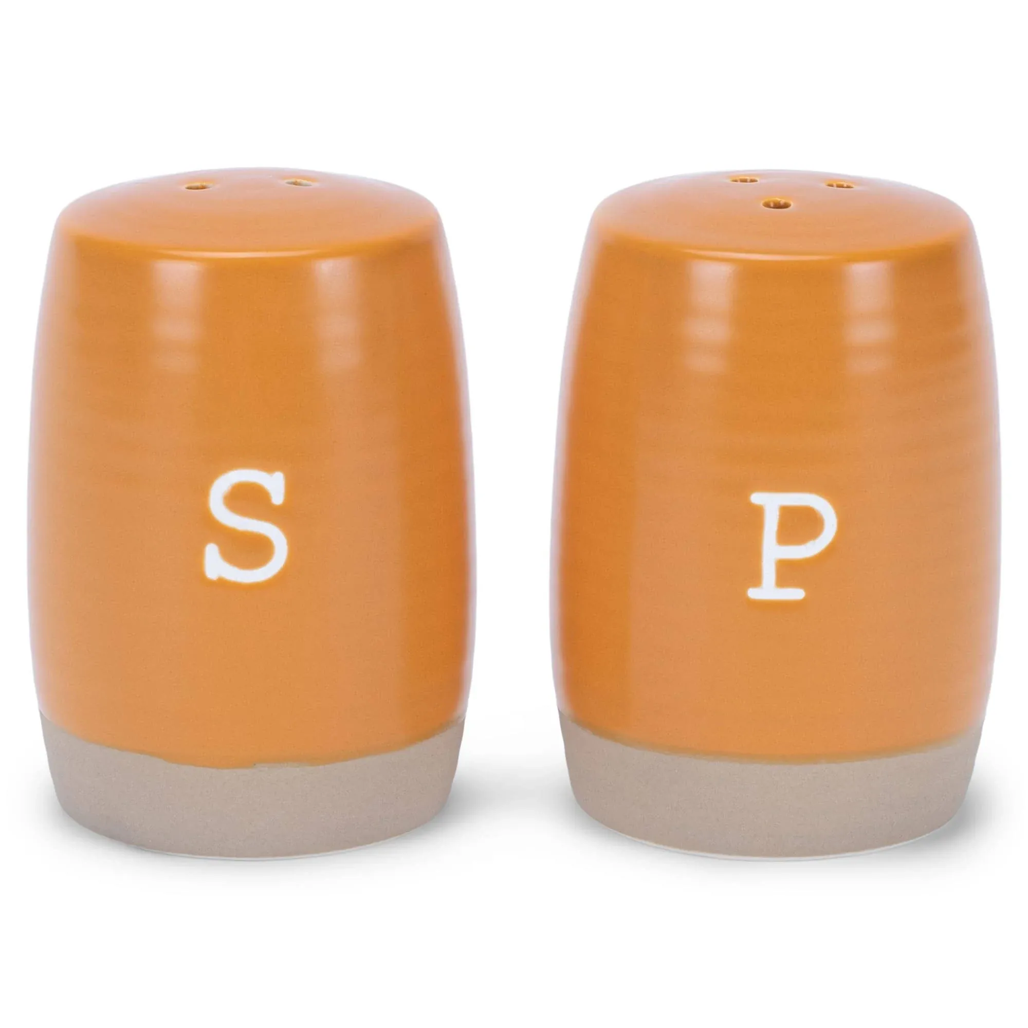 Nat & Jules Raw Bottom Burnt Orange 3 x 2 Ceramic Salt and Pepper Shaker 2 Piece Set