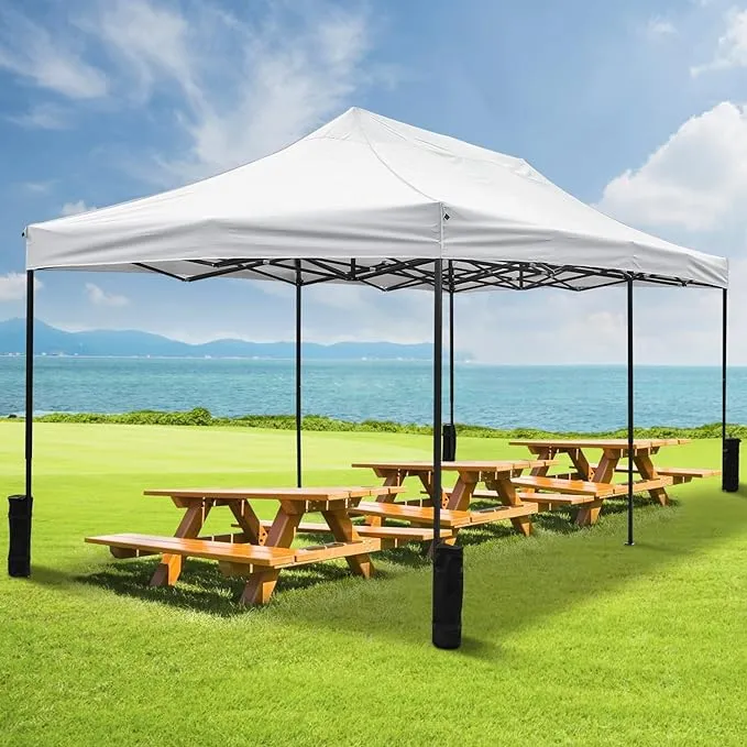 Heavy Duty Canopy Tent-Folding Protablepop Up Canopy,Gazebo Tents for Camping,Outdoor Canopy Party Wedding Tent,Wedding Open Canopy for Ceremony,Large Pop Up Canopy for Outdoor Events (White, 10x20)