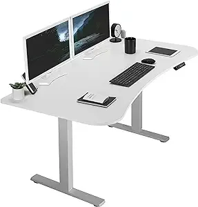 VIVO Electric 63 x 32 Standup Desk w/ Memory Controller, White Table Top, Gray Frame (DESK-KIT-1G1W)