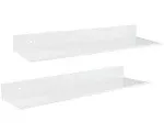 Z metnal White Wall Shelves, Small Corner Floating Bathroom Shelf, Lack Slim Metal Decor Display Modern Long Shelves for Action Figure Collection, Wall Mounted, Rustic, 16 x 5 inch, 2 Pack