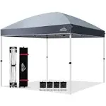 Canopy Tent,Outdoor 10x10 Pop Up Canopy, Instant Tents for Parties with Roller Bag,4 Sandbags,Portable Easy Up Canopies (Gray)