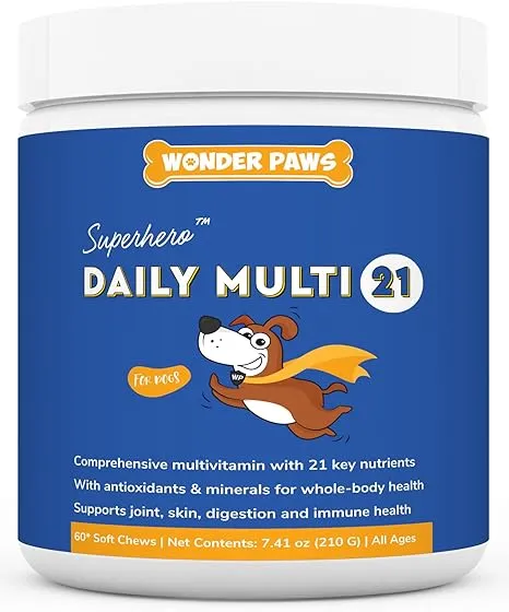 Premium Multivitamin for Dogs Daily Multi for Immune, Mood, Joint, Skin, Heart & Digestive Health - 21 in 1 Dog Multivitamins for Optimal Health Essential - 60 Multivitamin Dog Chews