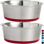 Gorilla Grip Stainless Steel Metal Dog Bowl Set of 2, Rubber Base, Heavy Duty, Rust Resistant, Food Grade BPA Free, Less Sliding, Quiet Pet Bowls for