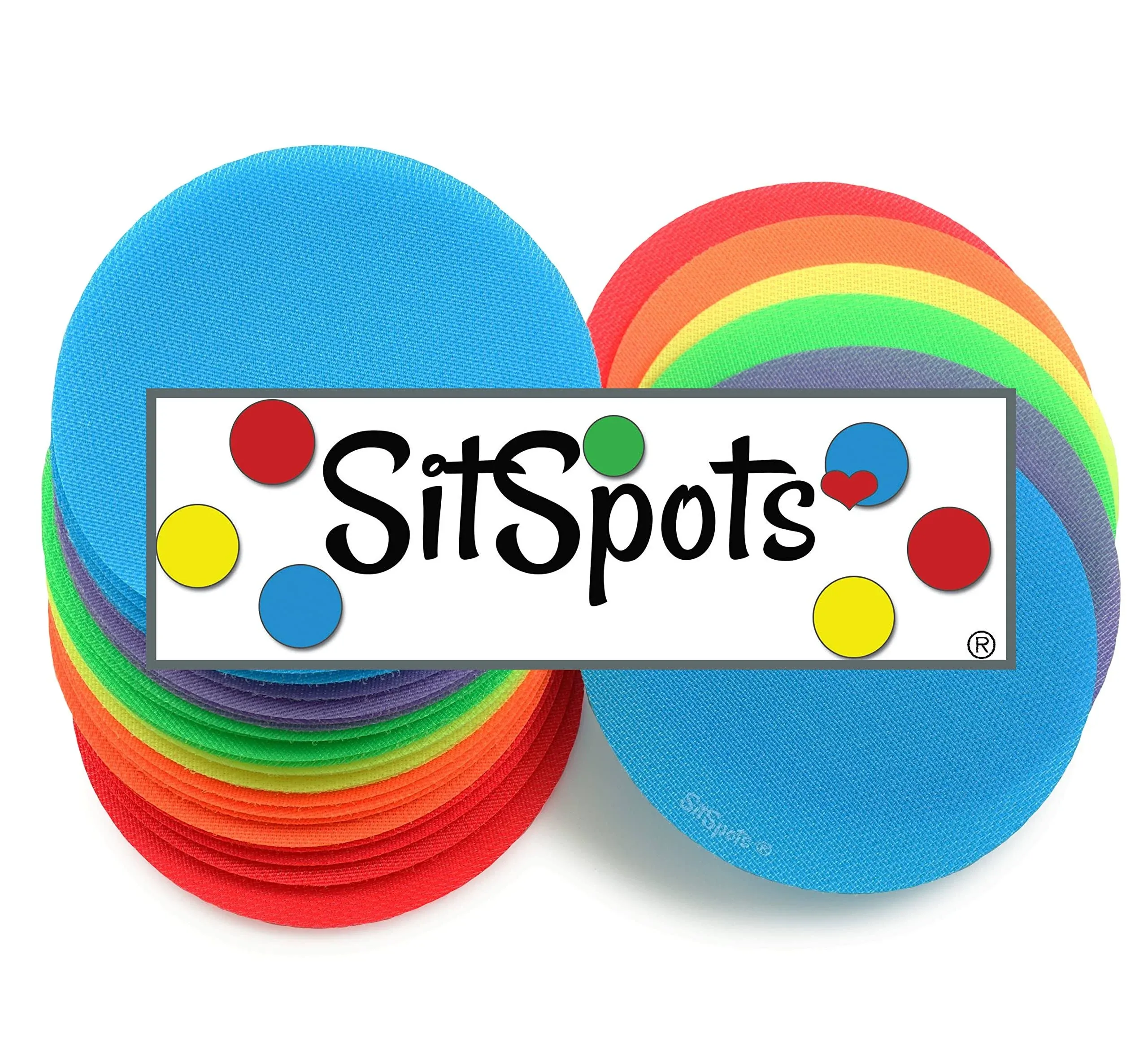 SitSpots® 30 BRIGHT MULTI COLOR CIRCLE PACKS - Classroom Circle Floor Dots | The Original Sit Spots for Your Classroom Seating, Organizing and Managing Your Students (4" Circles