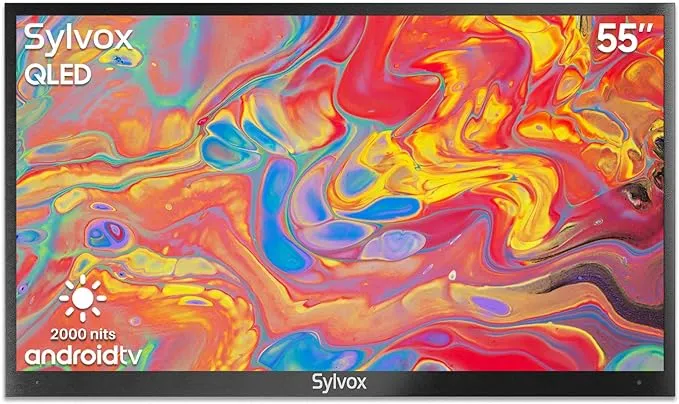 Sylvox 55 inch Outdoor Smart TV QLED 4K UHD Waterproof TV, 2000Nit High Brightness Built-in Google Assistant Anti-Glare, Suitable for Outdoor Shaded