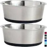 Gorilla Grip Stainless Steel Metal Dog Bowl Set of 2, 4 Cups, Rubber Base, Heavy Duty, Rust Resistant, Food Grade BPA Free, Less