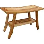 EcoDecors EarthyTeak Satori 28" Teak Shower Bench with Shelf