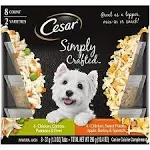 CESAR Simply Crafted Adult Wet Dog Food Meal Topper Variety Pack, Chicken, Duck, Purple Potatoes, Pumpkin, Green Beans & Brown Rice and Chicken, Carrots, Barley & Spinach, 1.3 oz. Tubs, Pack of 8