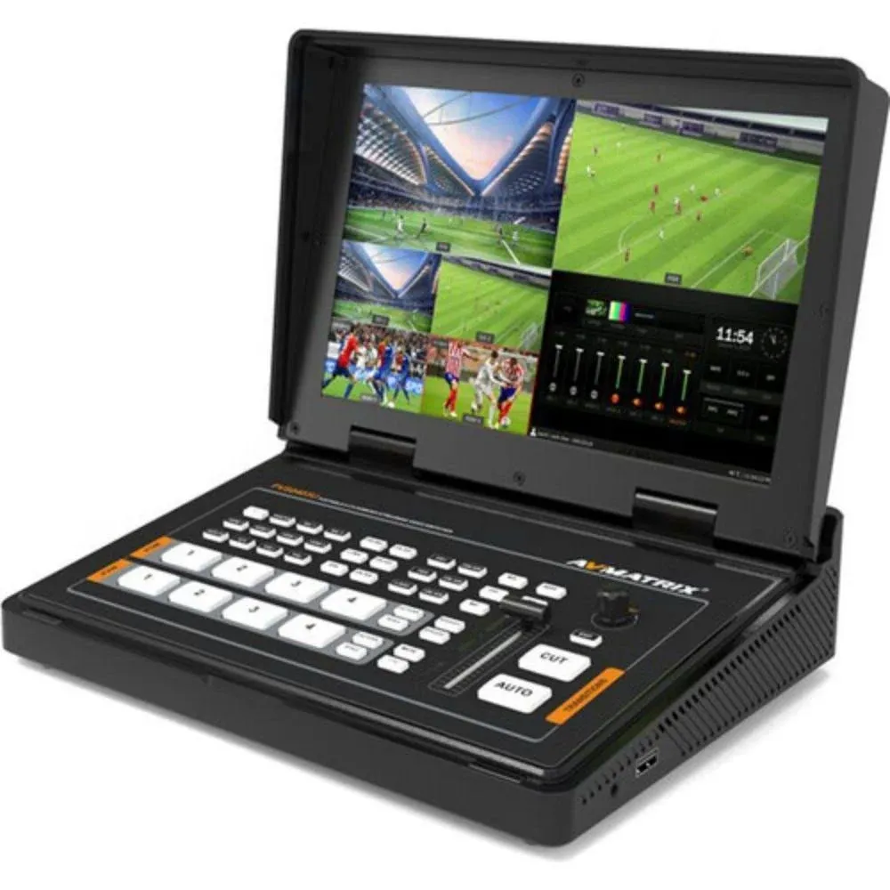 AVMATRIX PVS0403U 4-Channel SDI & HDMI Video Switcher with 10.1" Monitor, Broadcast Web Streaming, 3, 3G SDI HD SDI, USB, 3.5mm Mini, 3.5mm,