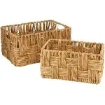 16&#034;, 13&#034;W Brown Jute Handmade Storage Basket with Handles, 2-Pieces