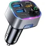 48W Bluetooth 5.3 FM Transmitter Car Charging Adapter, Silver