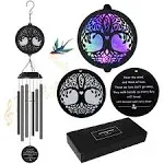 OKAIMEIMEIO Solar Tree of Life Wind Chimes, Memorial Gift for Mom, Wind Chimes for Outside, Sympathy Wind Chimes for Loss of Loved One, Condolence