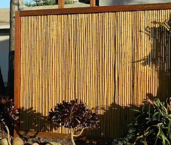 Screen Rolled Fence Panel Black Bamboo Fencing Garden 1&#034; D x 4 ft. H x 8 ft. W