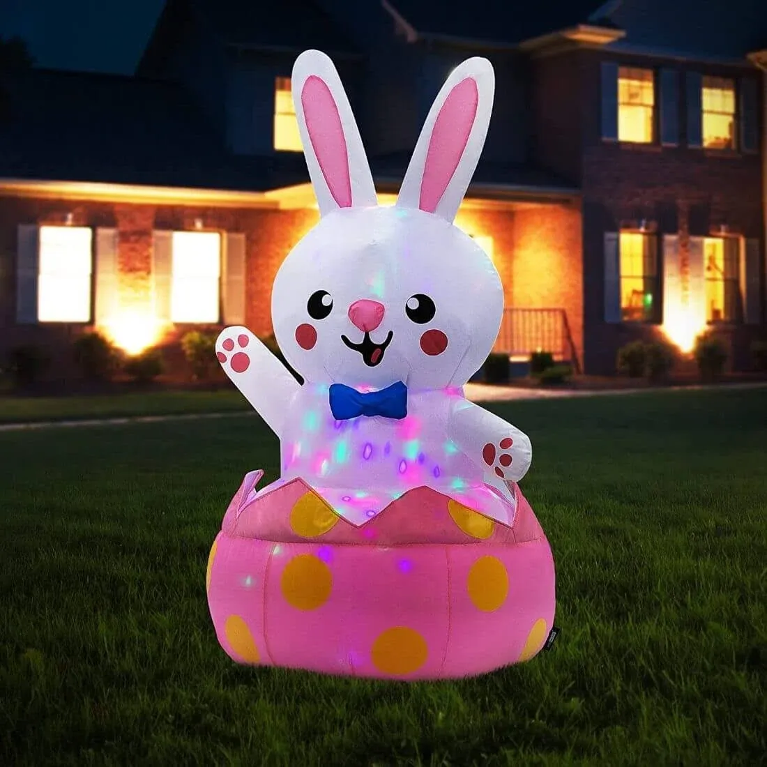 4ft Colorful Easter Inflatables Rabbit with Bow Tie