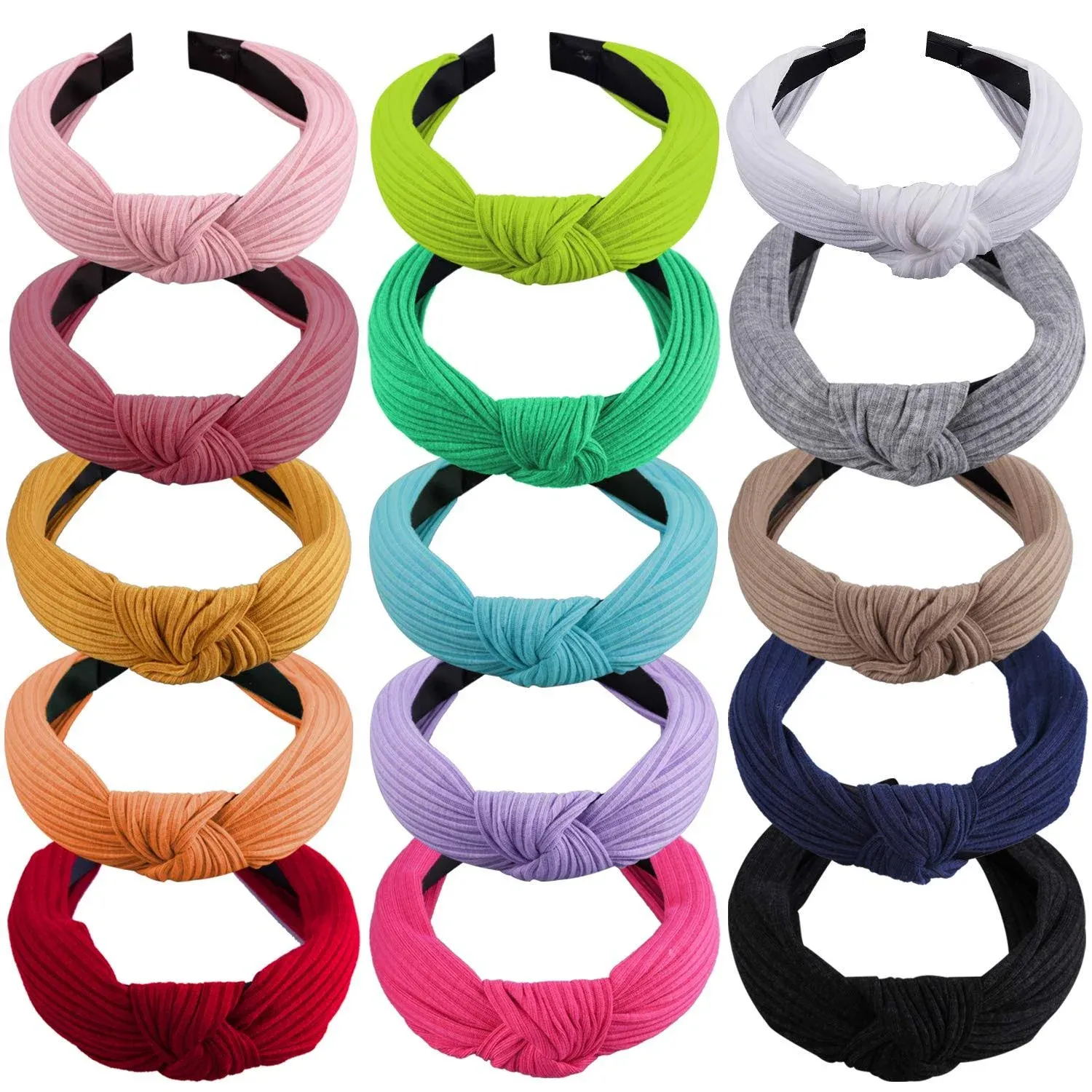 SIQUK 15 Pieces Top Knot Headband Turban Headbands with Cross Knot Wide Cloth ...