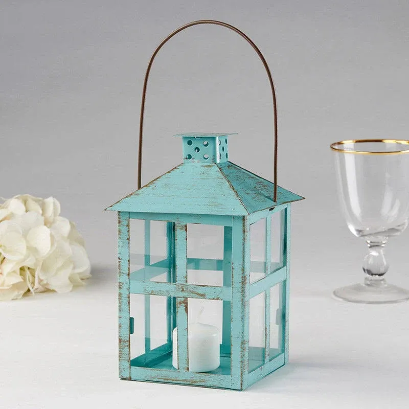 Vintage Blue Distressed Lantern - Large | Kate Aspen