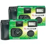 Fujifilm QuickSnap Flash 400 Disposable 35mm Camera (2 Pack) Plus a Bonus Eco-Friendly Silicone Wrist Band and a Microfiber Cleaning Cloth