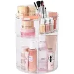 360 Rotating Makeup Organizer - Adjustable Shelf Height and Fully Rotatable. The Perfect Cosmetic Organizer for Bedroom Dresser or Vanity Countertop. (Clear)