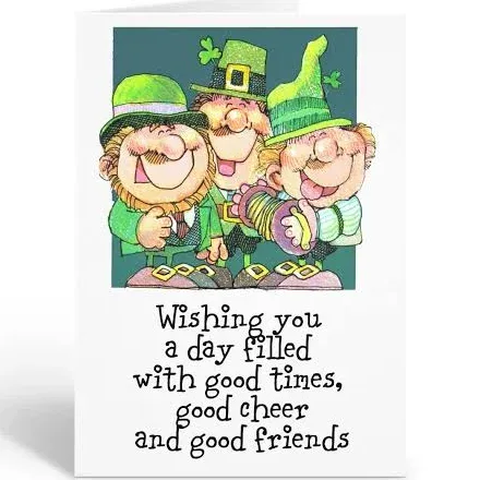 Stonehouse Collection St. Patrick's Day Card - Good Time, Good Cheer, Good Friends -12 Funny St Patrcks Day Cards & Envelopes (Good Times)