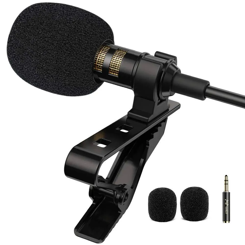 Pop Voice Professional Lavalier Lapel Microphone Omnidirectional Condenser Mic for iPhone Android Smartphone,Recording Mic for Youtube,Interview