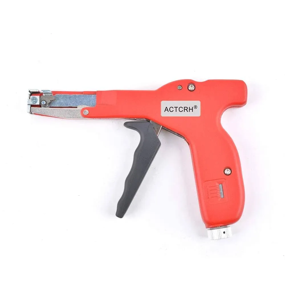 ACT-CT11N Nylon Cable Tie Gun for Wire Harness and Cable Bundle, Cable Tie Tool Fastening and Cutting Plastic Nylon Cable Ties, Red