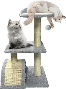 ATCHSAMA Cat Tree for Indoor Cats Cute Cat Tower with Sisal Scratching Posts and Pads 27.6 Inch Cat Condo with Cozy Perch Cat Furniture Activity Hammock for Kittens Adult Cats