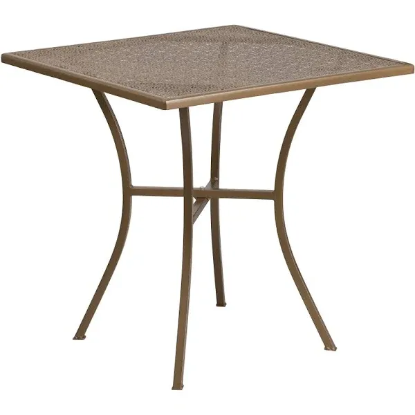 Flash Furniture 28 in. Square Gold Indoor & Outdoor Steel Patio Table