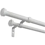 Topper Double Curtain Rod and Finial Set, Distressed White, 36&#034;-72&#034;